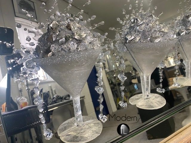 Cocktail glass 3D glitter art mirrored picture