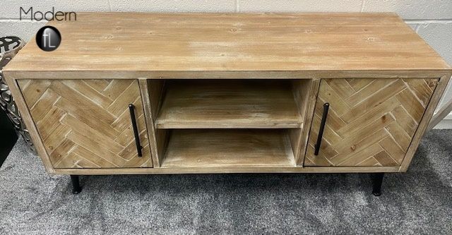 Washed Wood Parquet TV stand for up to 65” TV