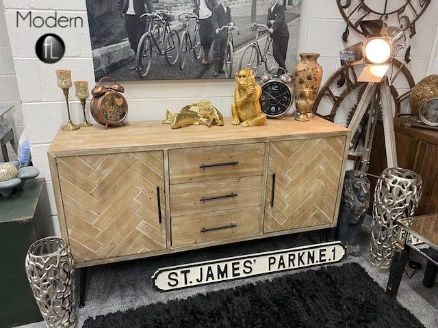 Washed wood Parquet 2 door sideboard