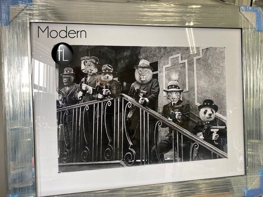 Large Animal American Mobster Gang picture, Lion Gorilla mobster wall art 95x75