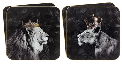 King & Queen Lion set of 4 Coasters