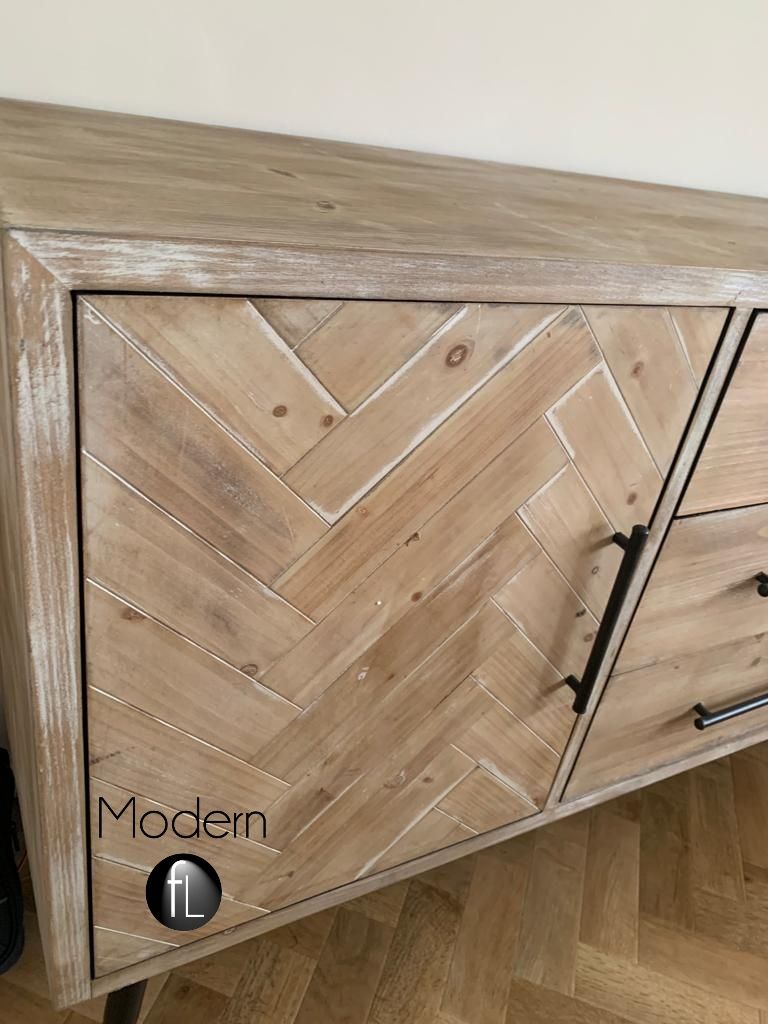 Washed wood Parquet 2 door sideboard