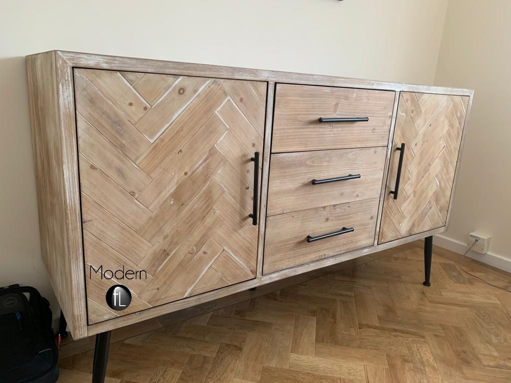 Washed wood Parquet 2 door sideboard