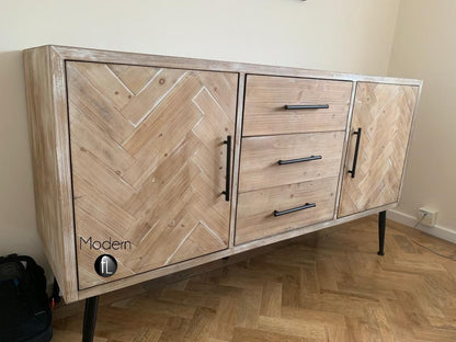 Washed wood Parquet 2 door sideboard