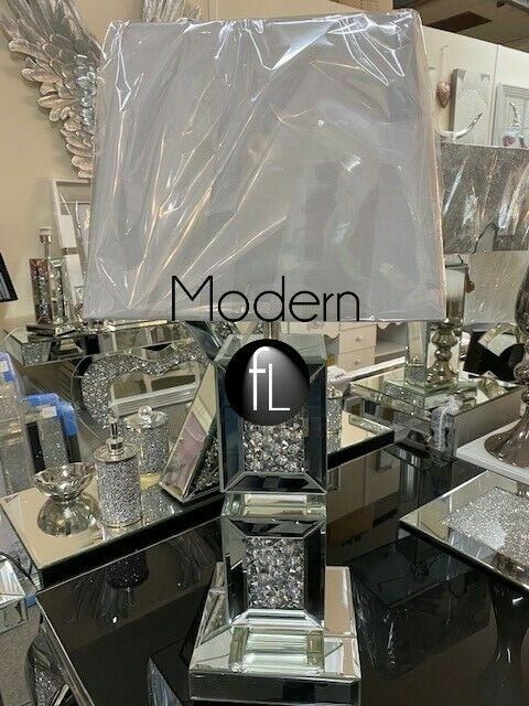 Luxury Crushed Diamond Mirror table lamp, Glitz Bling sparkle mirrored lamp