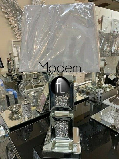 Luxury Crushed Diamond Mirror table lamp, Glitz Bling sparkle mirrored lamp