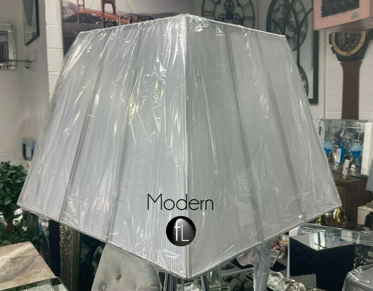 Mirrored and crushed diamond floor lamp with shade option