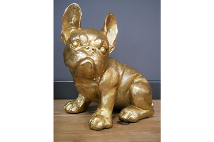 Gold resin sitting French Bulldog ornament, Gold Frenchie Display Dog ornament