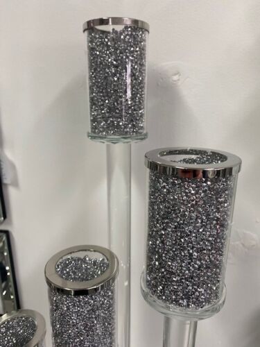 5 Tier Crushed diamond candle holder mirror base, modern glitz candle holder