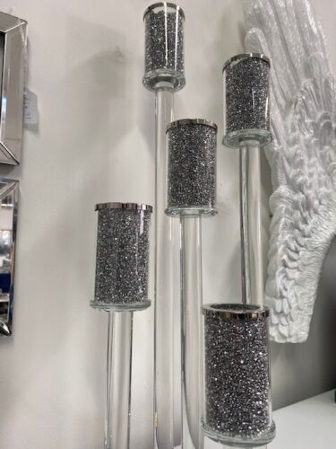 5 Tier Crushed diamond candle holder mirror base, modern glitz candle holder