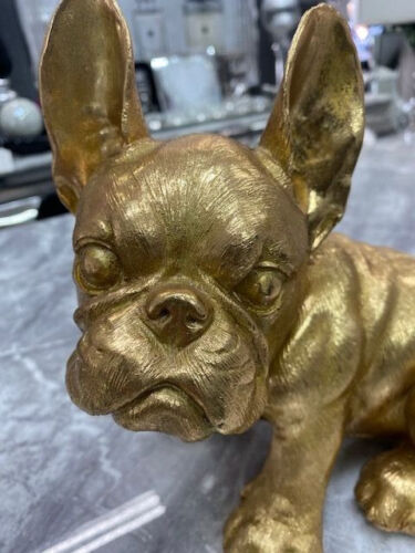 Gold resin sitting French Bulldog ornament, Gold Frenchie Display Dog ornament